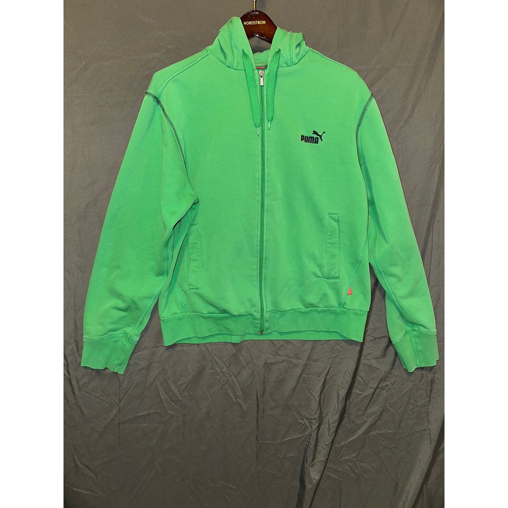 Puma Zip Up Hoodie Green Men's Athletic Casual Full Zip Sweatshirt Sz Small‎